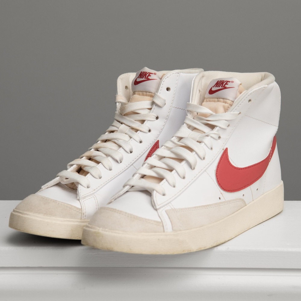 Nike Blazer Mid Sz 9.5 White Pink High Top Sneakers Streetwear 70s Retro Style - Picture 2 of 7